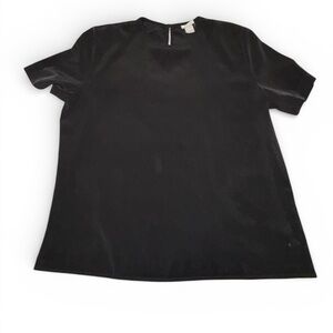 Elegant Black Silky Women's Blouse Size Large